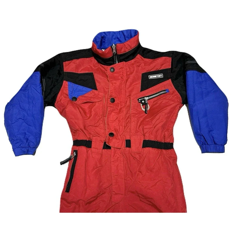 80s Vintage Obermeyer Kids Size 7 Retro One Piece Reversible Snowsuit Snow Bib